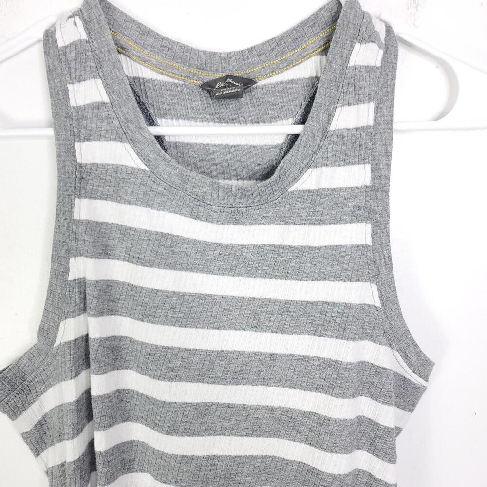 Eddie Bauer Shirt Womens Large Travex High Neck Striped Ribbed Casual Summer - Picture 2 of 8